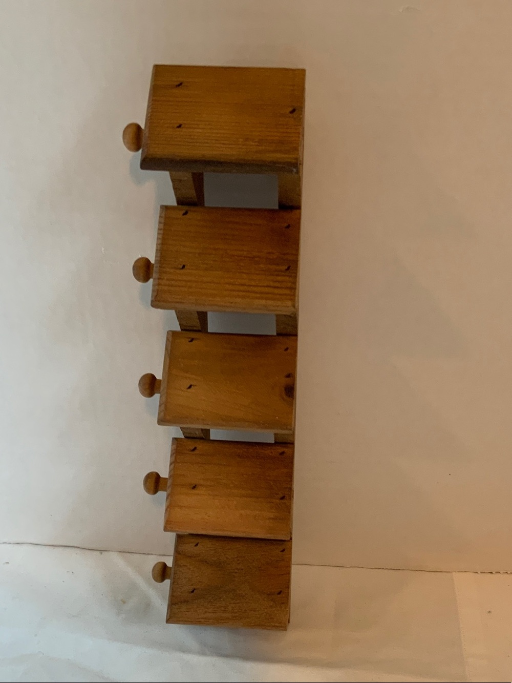 Wood Wall-Mounted Hook Rack with Five Knobs - Brown
